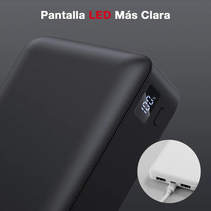 Power Bank 20000mah Batería Portátil Con 4 Cables Con Pantalla Digital 1hora Compatible Con iPhone Samsung Xiaomi Huawei