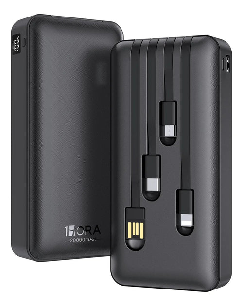 Power Bank 20000mah Batería Portátil Con 4 Cables Con Pantalla Digital 1hora Compatible Con iPhone Samsung Xiaomi Huawei
